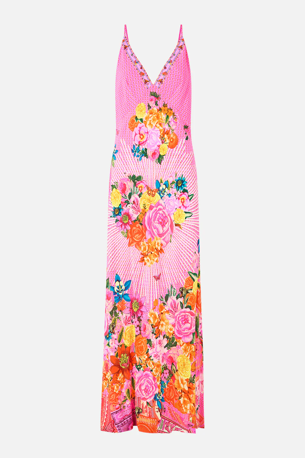 V-NECK FULL LENGTH BIAS SLIP DRESS ILLUSTRATION NATION - Image 3