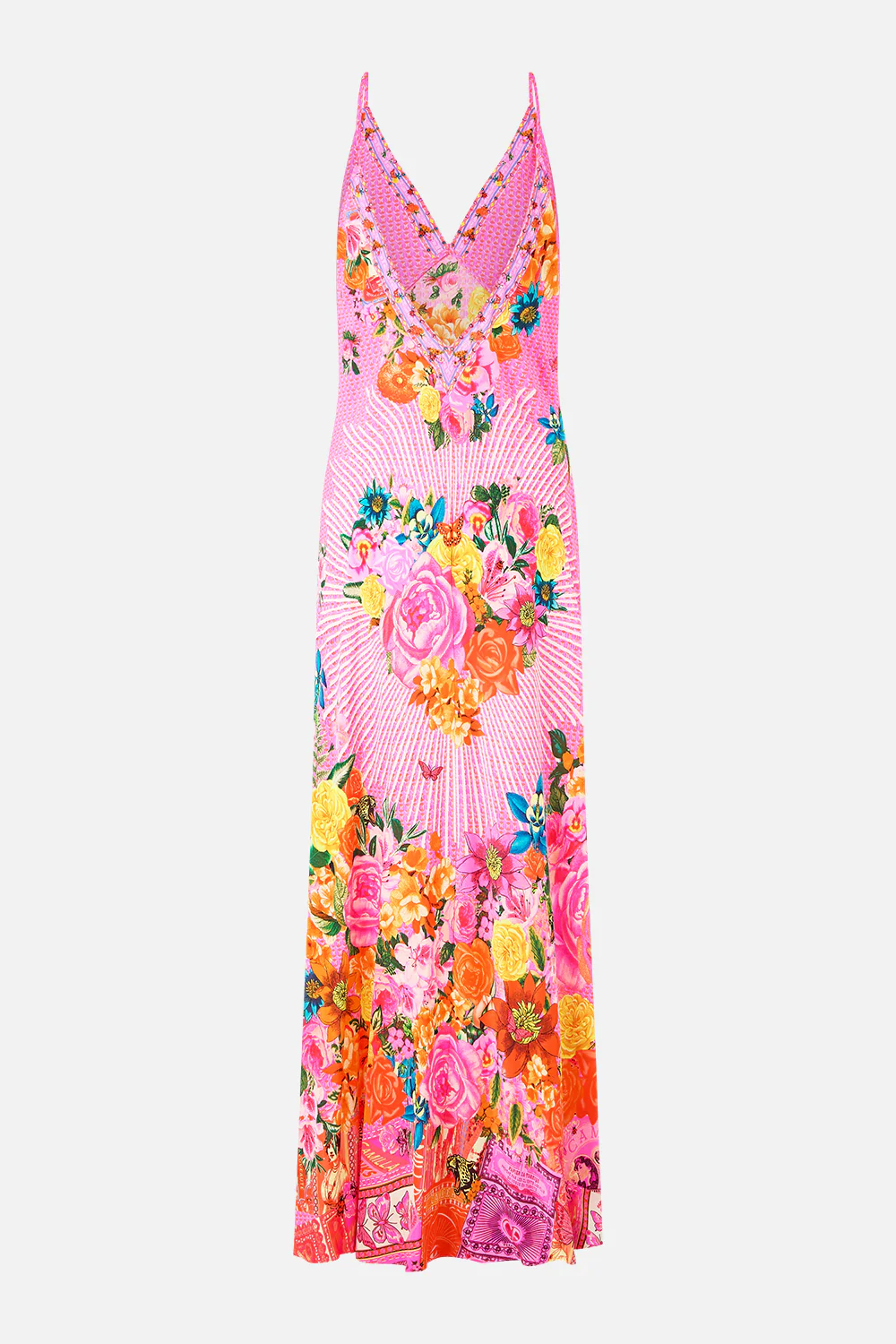 V-NECK FULL LENGTH BIAS SLIP DRESS ILLUSTRATION NATION - Image 6