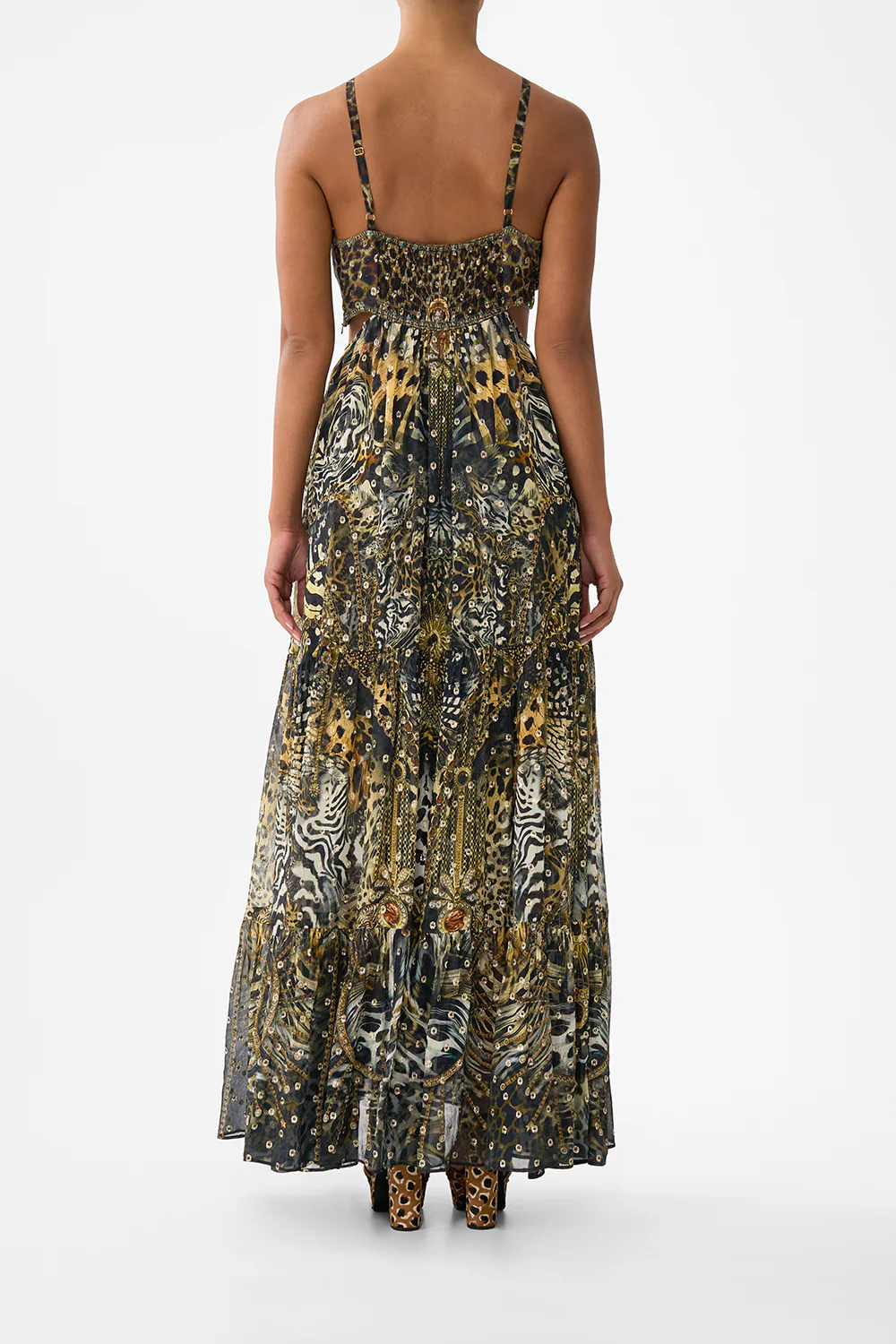 GATHERED CUT OUT DRESS FELINE FOLKLORE - Image 2