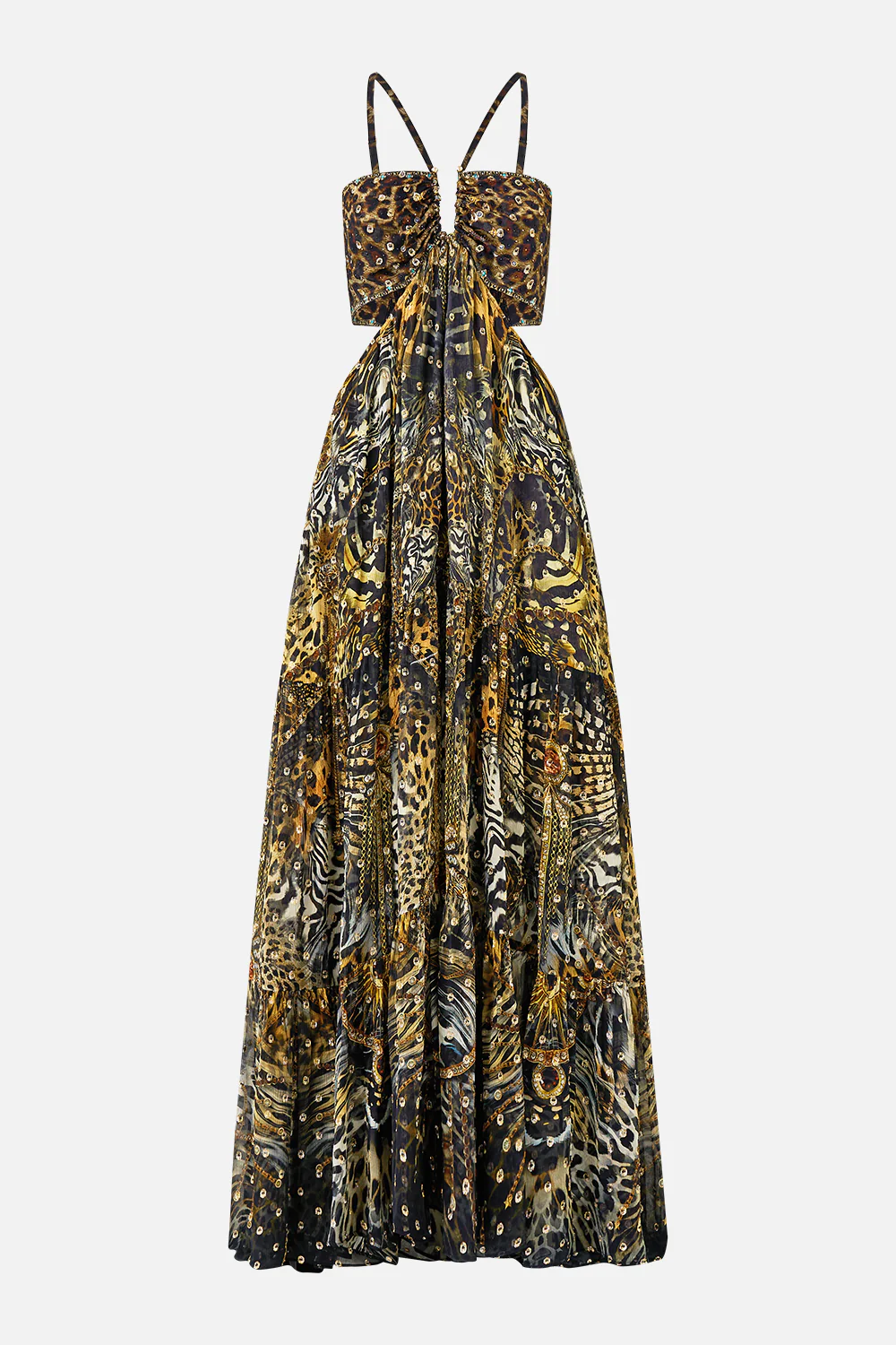 GATHERED CUT OUT DRESS FELINE FOLKLORE - Image 3