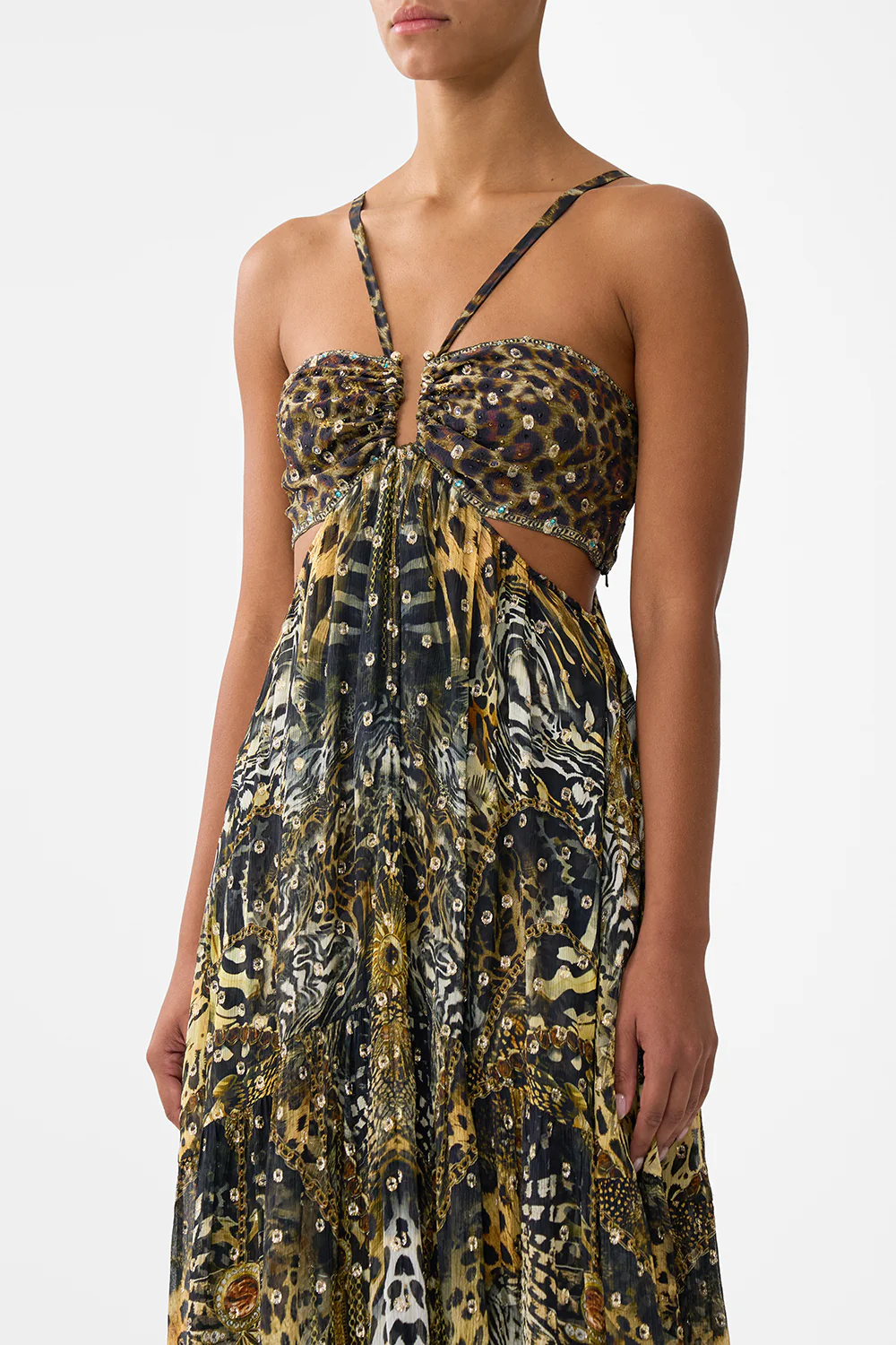 GATHERED CUT OUT DRESS FELINE FOLKLORE - Image 5