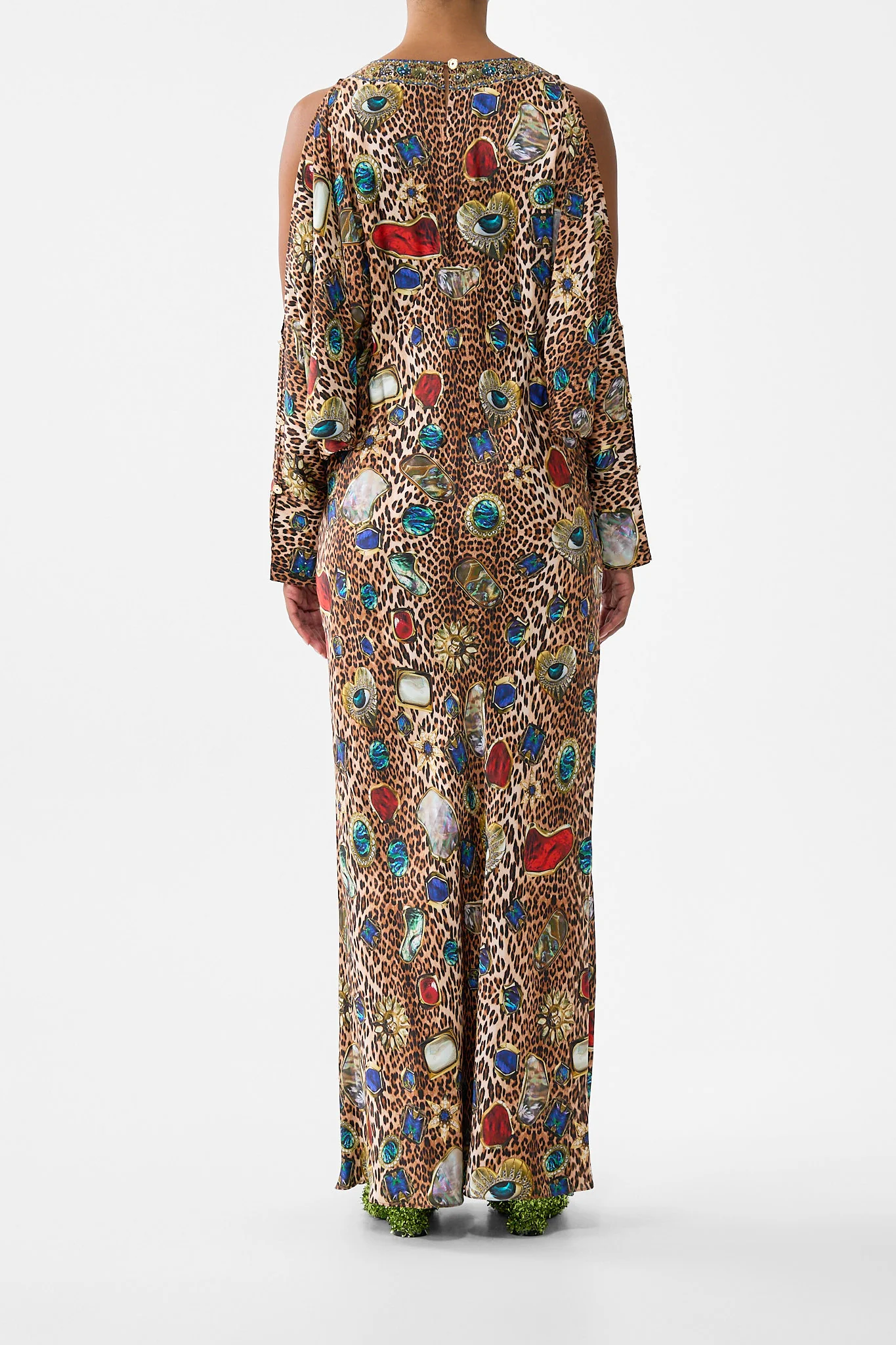 PLUNGE NECK DRAPED SHOULDER DRESS NAZAR NIRVANA - Image 2