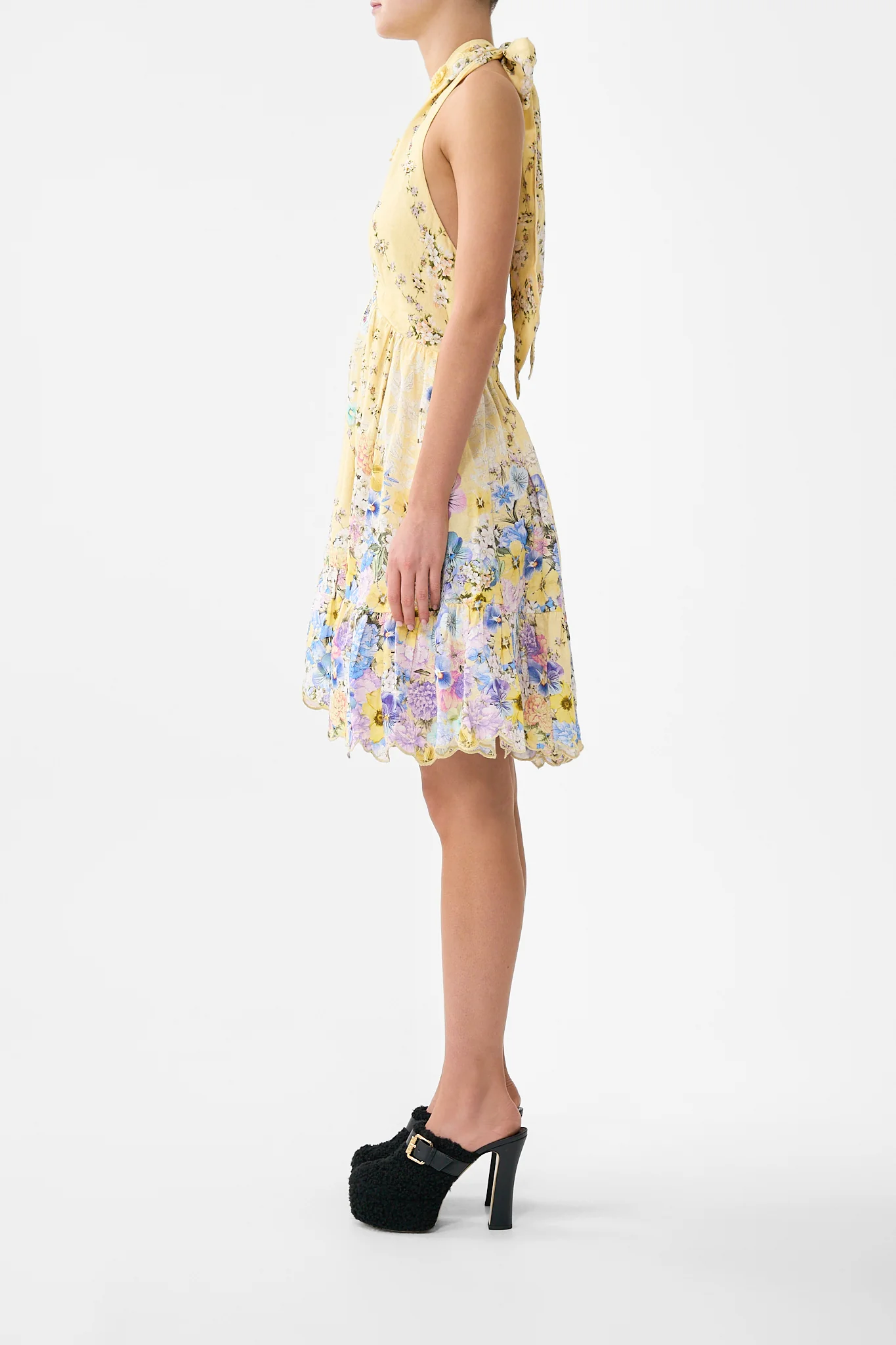 RUFFLE HEM HALTER SHORT DRESS DARLING BUDS - Image 4