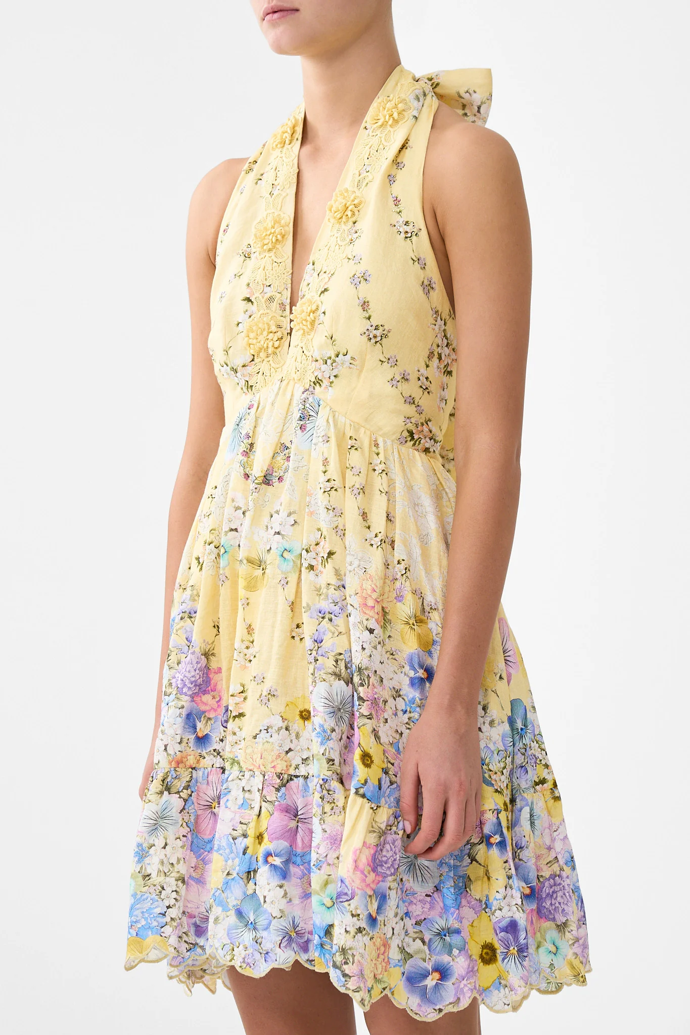 RUFFLE HEM HALTER SHORT DRESS DARLING BUDS - Image 5