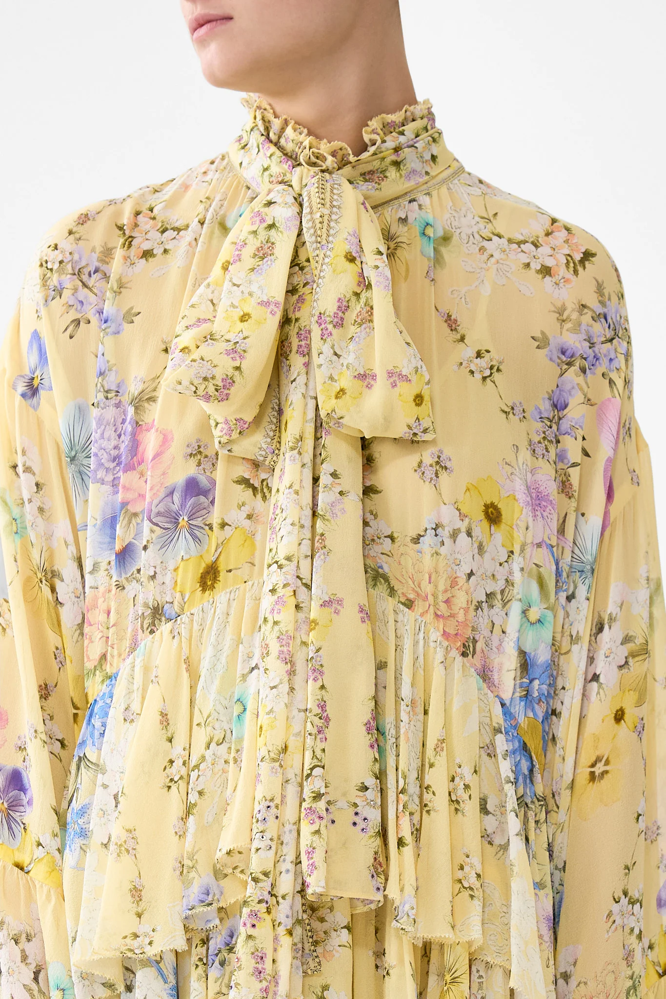 RUFFLE HIGH LOW DRESS WITH LONG SLEEVE DARLING BUDS - Image 6