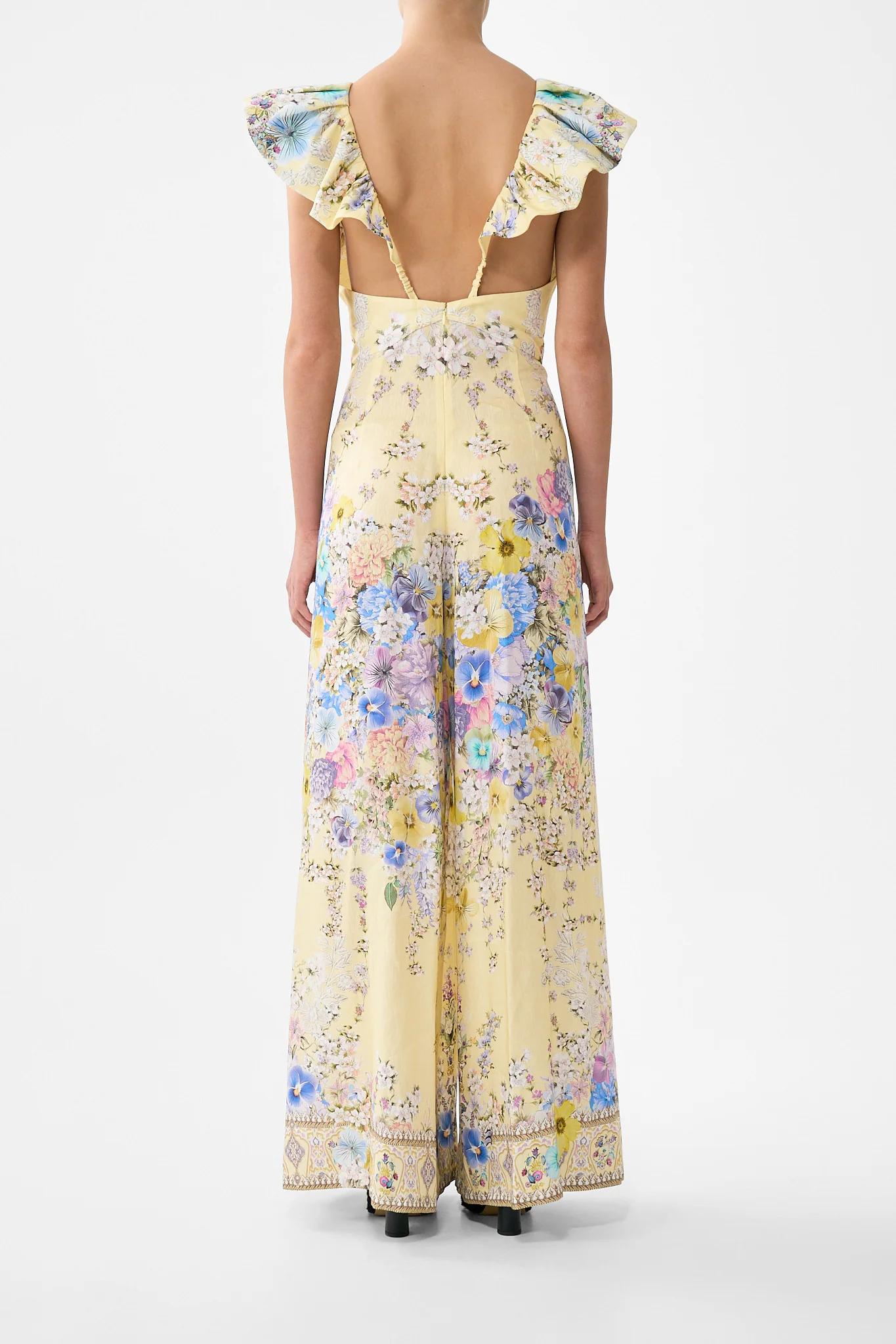 TIE FRONT FRILL SLEEVE JUMPSUIT DARLING BUDS - Image 2