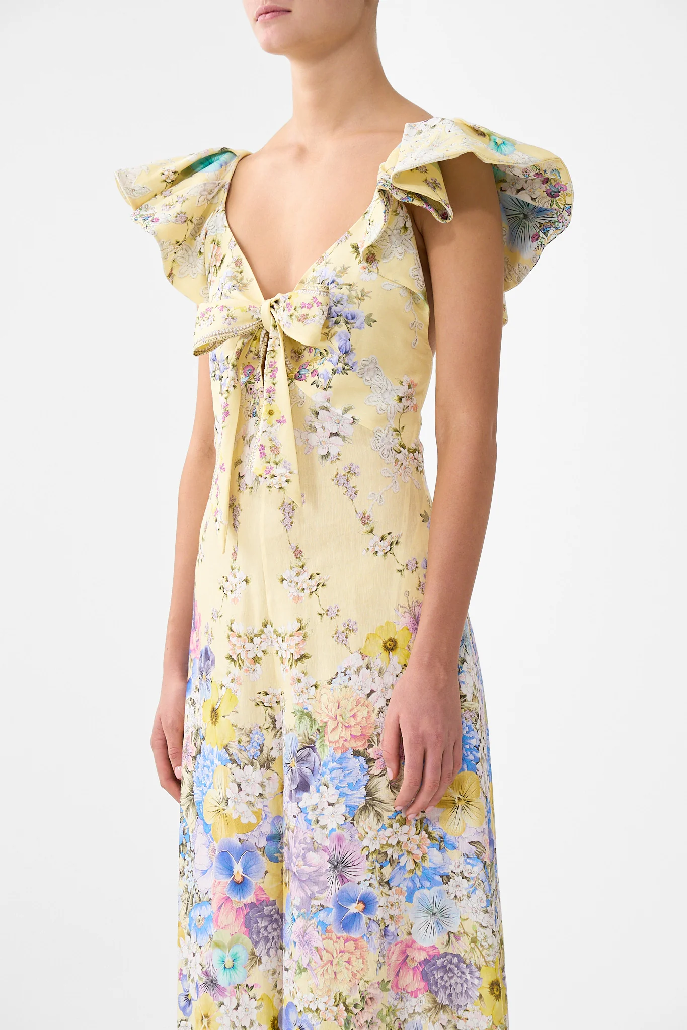 TIE FRONT FRILL SLEEVE JUMPSUIT DARLING BUDS - Image 5