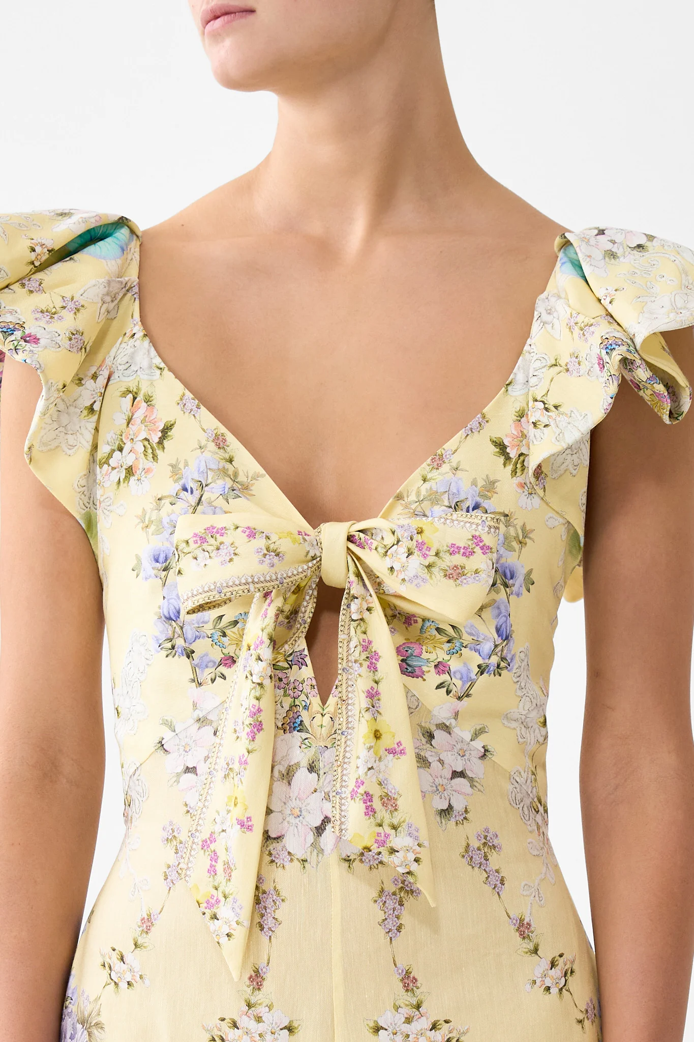 TIE FRONT FRILL SLEEVE JUMPSUIT DARLING BUDS - Image 6