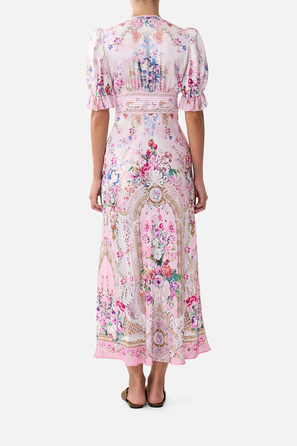 BIAS CUT MIDI DRESS WITH LACE INSERT PALATIAL PASTELS - Image 2