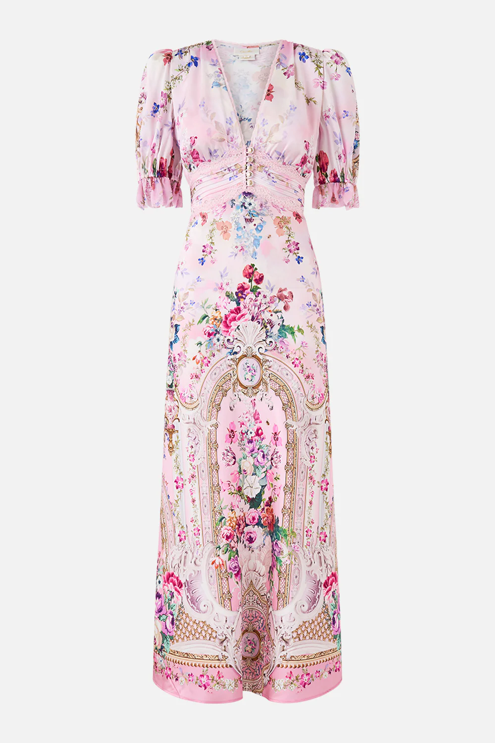 BIAS CUT MIDI DRESS WITH LACE INSERT PALATIAL PASTELS - Image 3