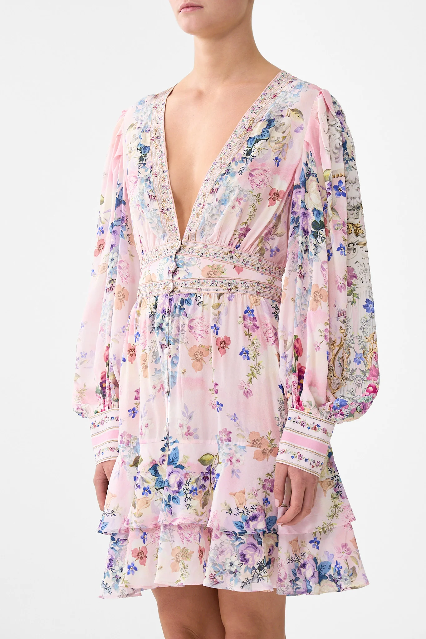 BUTTON FRONT FRILL DRESS PALATIAL PASTELS - Image 5