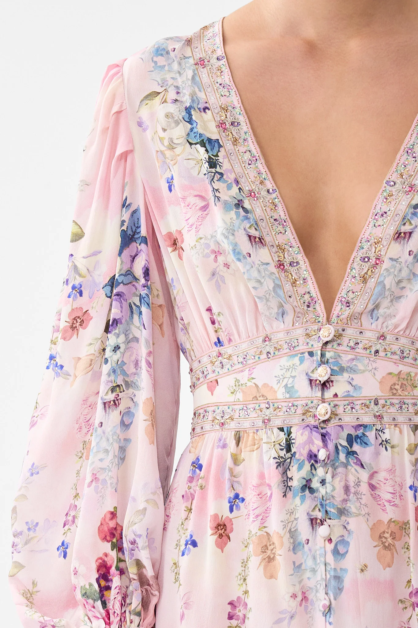 BUTTON FRONT FRILL DRESS PALATIAL PASTELS - Image 6