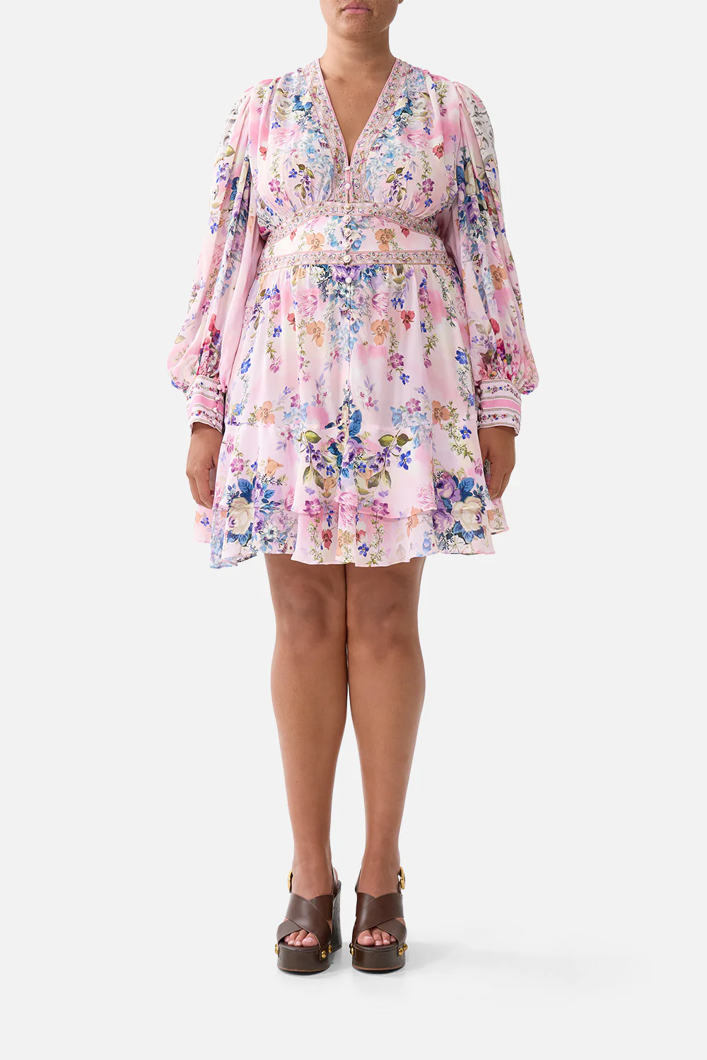 BUTTON FRONT FRILL DRESS PALATIAL PASTELS - Image 9