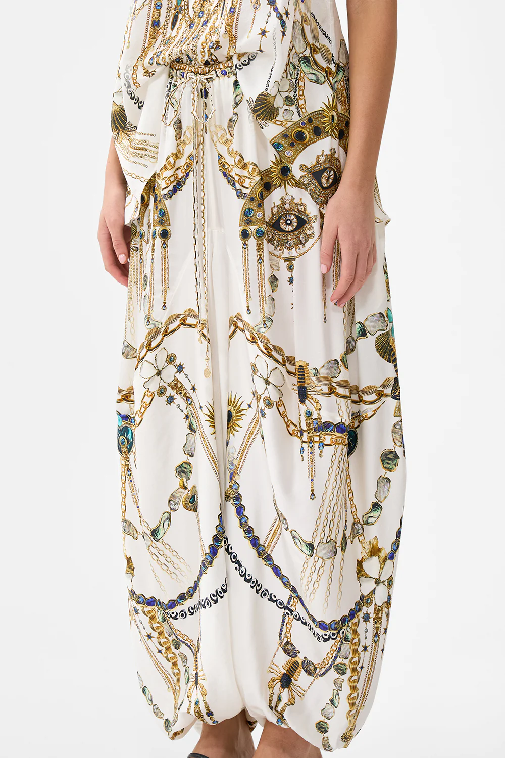 PANELLED HAREM PANT WITH TIE WAIST CHAIN GANG - Image 5