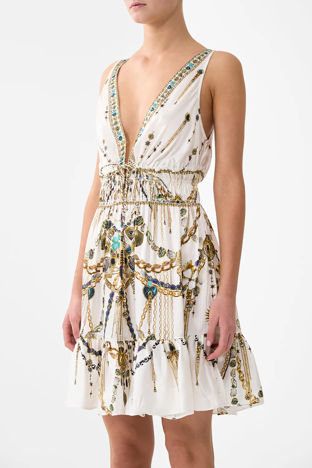 SHIRRED WAIST DETAIL MINI DRESS CHAIN GANG - Image 5