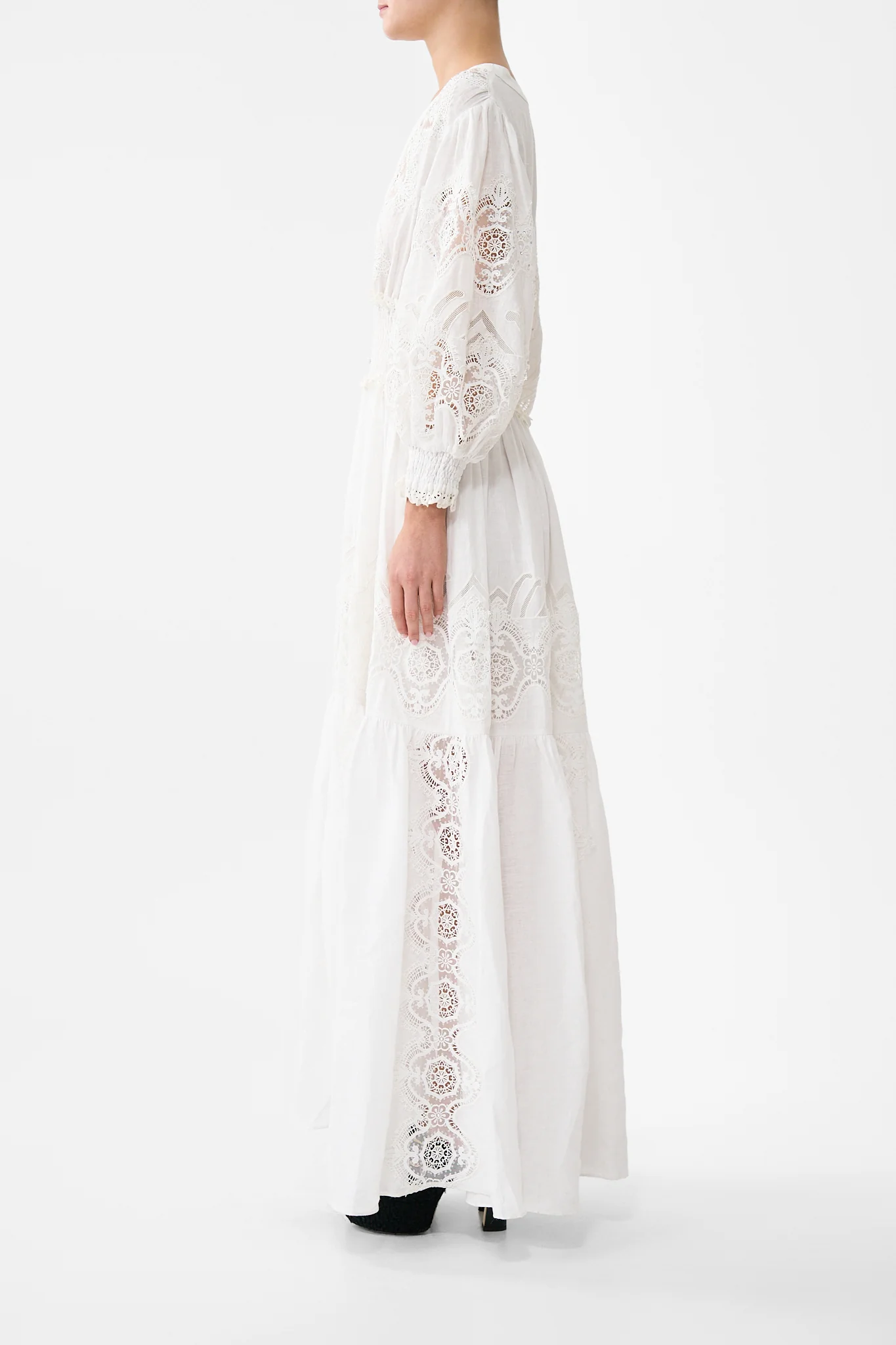 SHIRRED WAISTBAND LONG DRESS ALL ABOUT THAT LACE - Image 4