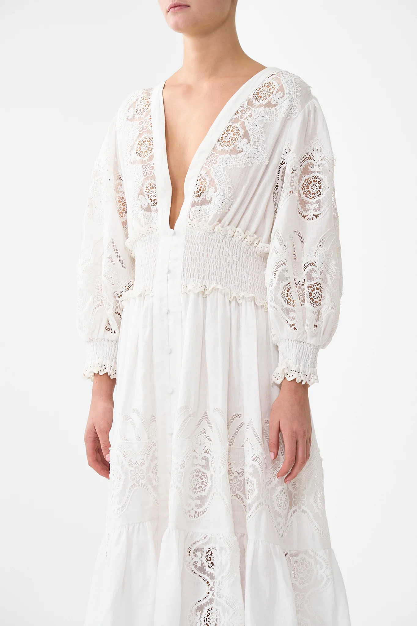 SHIRRED WAISTBAND LONG DRESS ALL ABOUT THAT LACE - Image 5