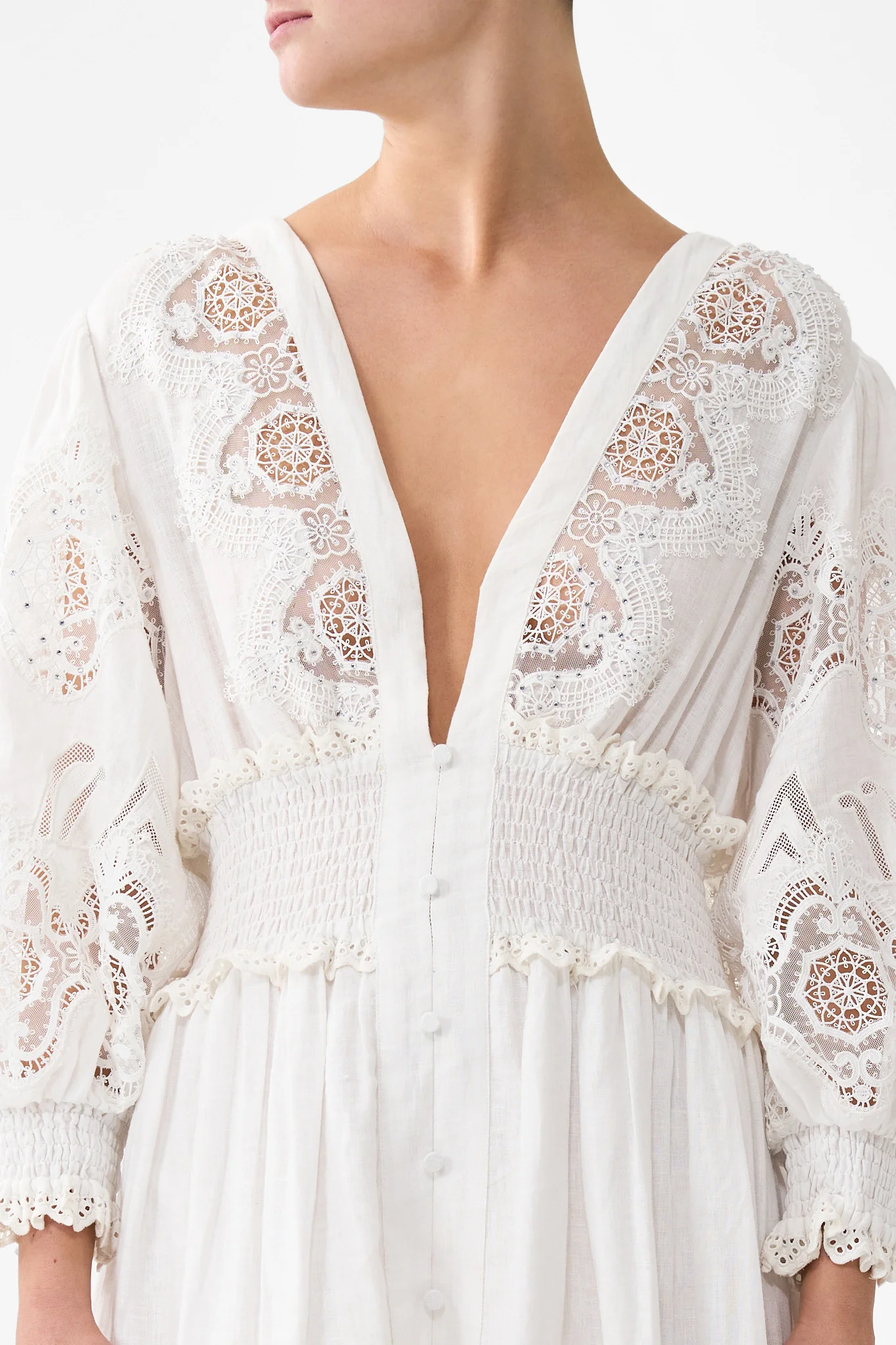 SHIRRED WAISTBAND LONG DRESS ALL ABOUT THAT LACE - Image 6