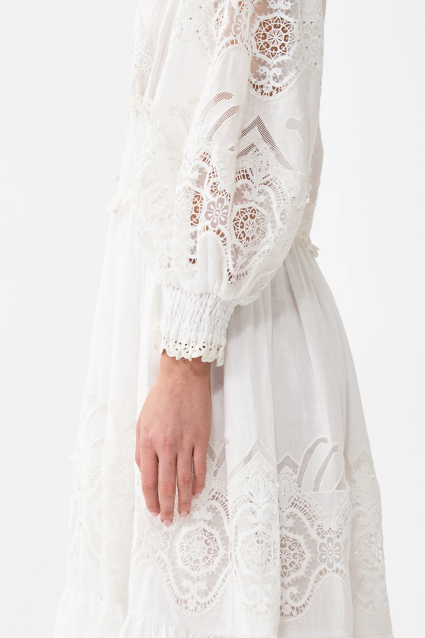 SHIRRED WAISTBAND LONG DRESS ALL ABOUT THAT LACE - Image 7