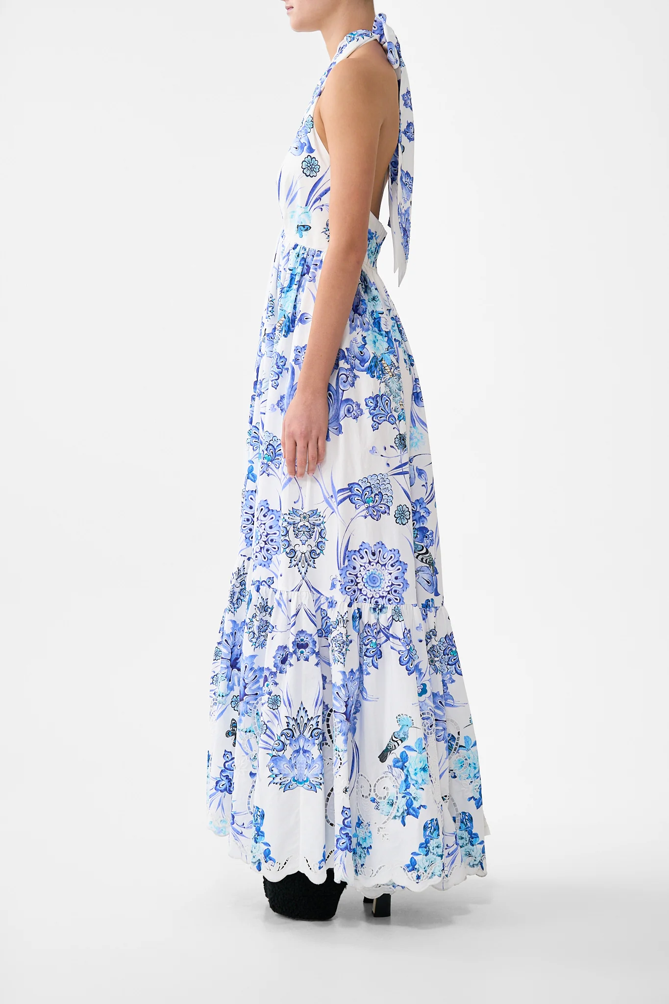 RUFFLE HEM HALTER DRESS ALL ABOUT THAT LACE - Image 4