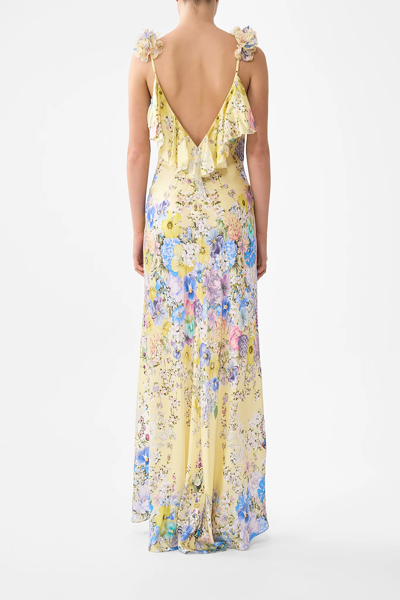 V NECK BIAS SLIP DRESS WITH BACK FRILL DARLING BUDS - Image 2
