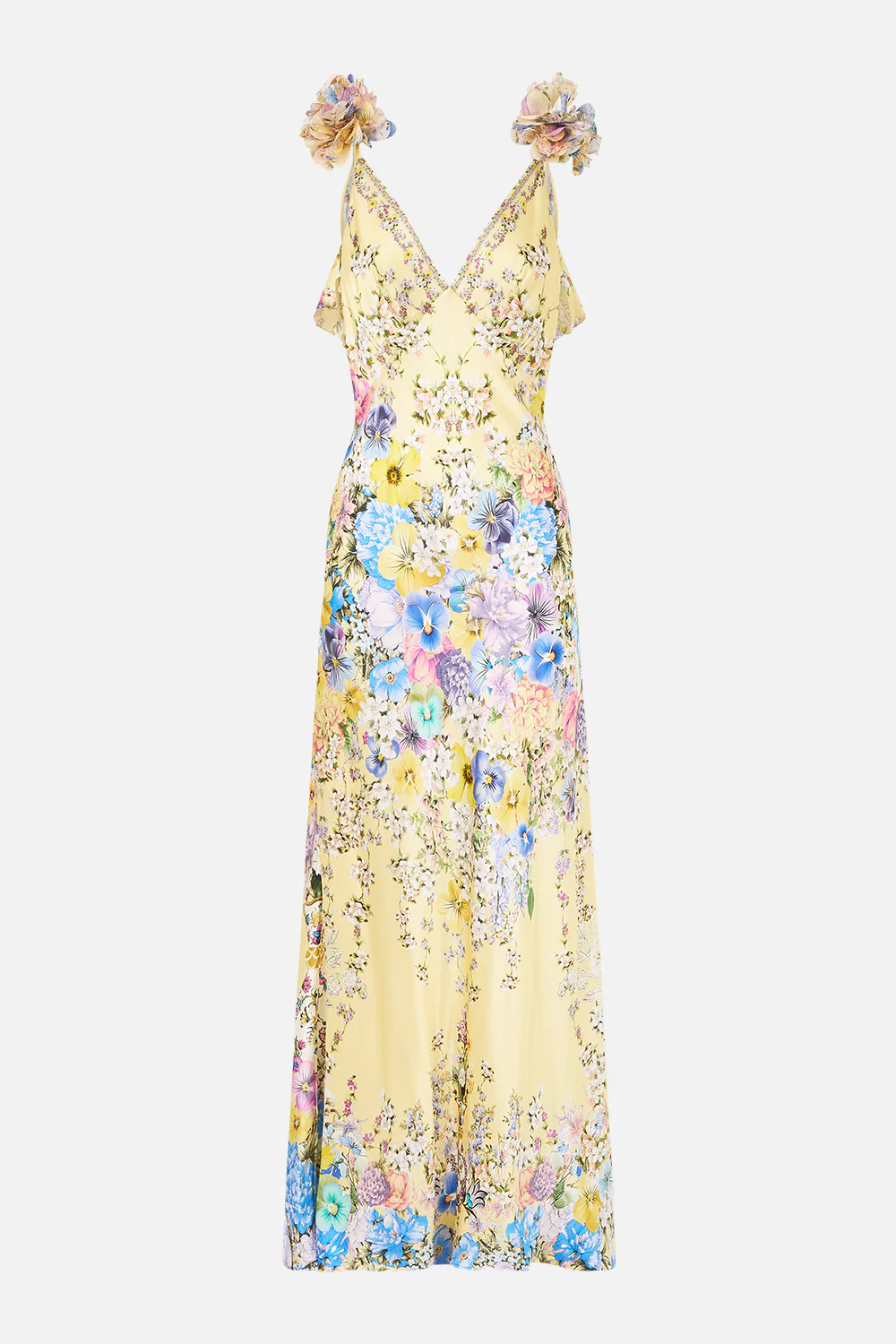 V NECK BIAS SLIP DRESS WITH BACK FRILL DARLING BUDS - Image 3