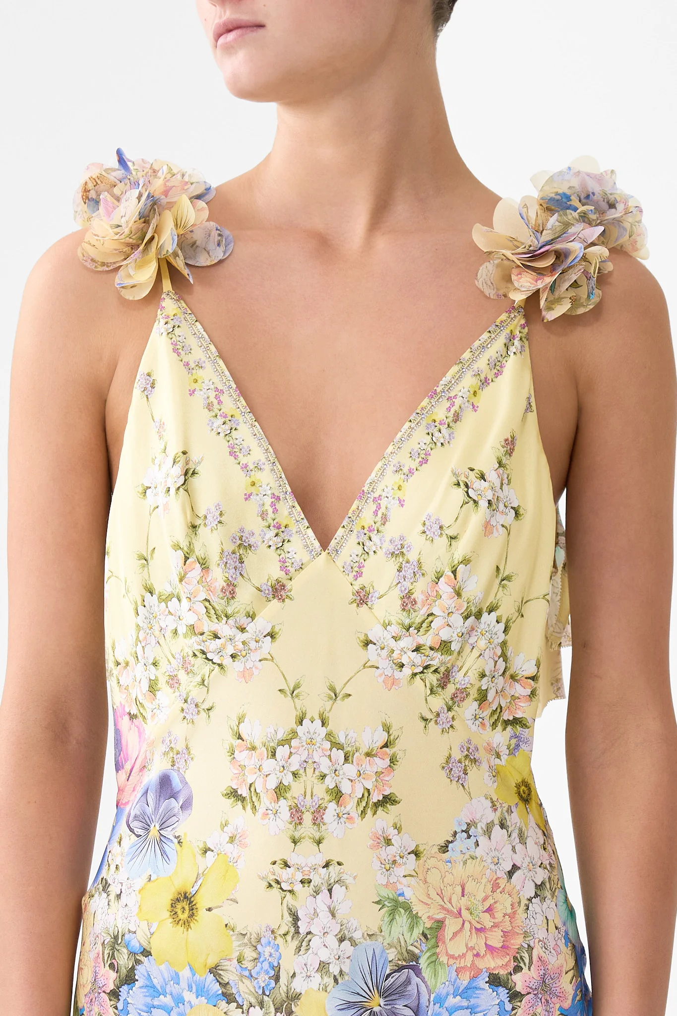 V NECK BIAS SLIP DRESS WITH BACK FRILL DARLING BUDS - Image 6