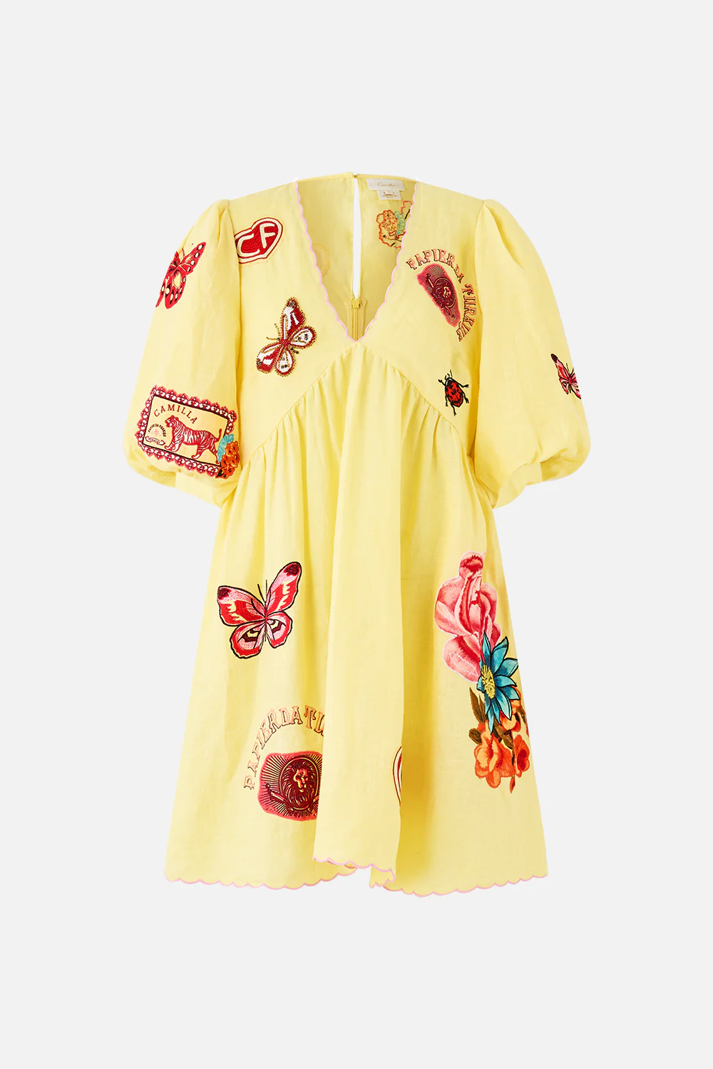 V NECK PUFF SLEEVE SHORT DRESS COLLAGE KINGDOM - Image 3
