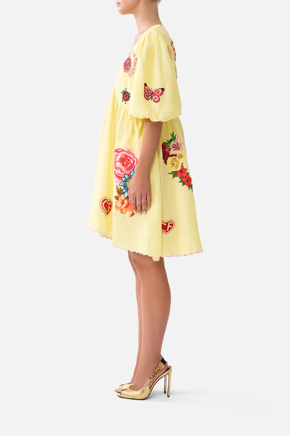 V NECK PUFF SLEEVE SHORT DRESS COLLAGE KINGDOM - Image 4