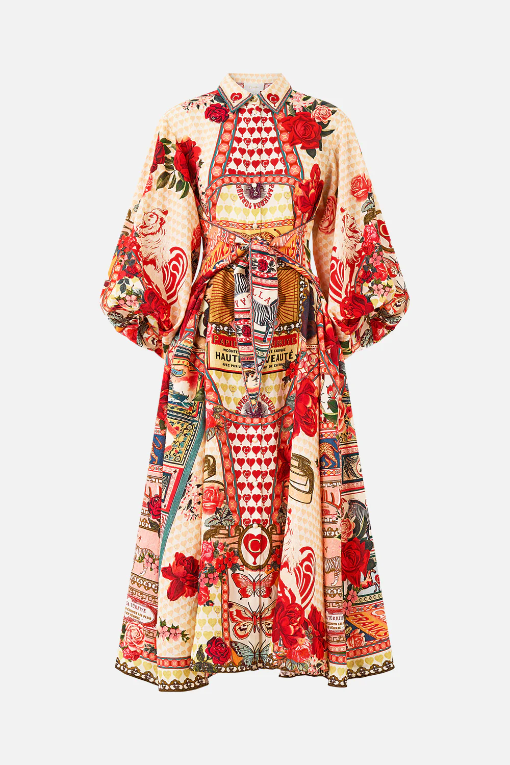 WAIST TIE SHIRT DRESS WITH BUBBLE SLEEVE HIGH CLASS HOOKAH - Image 3