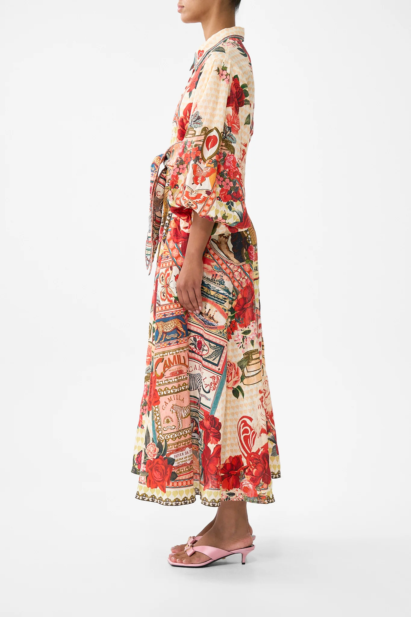 WAIST TIE SHIRT DRESS WITH BUBBLE SLEEVE HIGH CLASS HOOKAH - Image 4