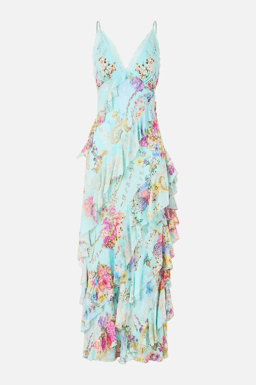 ASYMMETRICAL RUFFLE SLIP DRESS BAZAAR BLOOMS - Image 2