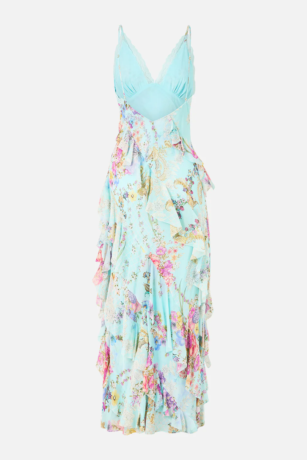 ASYMMETRICAL RUFFLE SLIP DRESS BAZAAR BLOOMS - Image 7