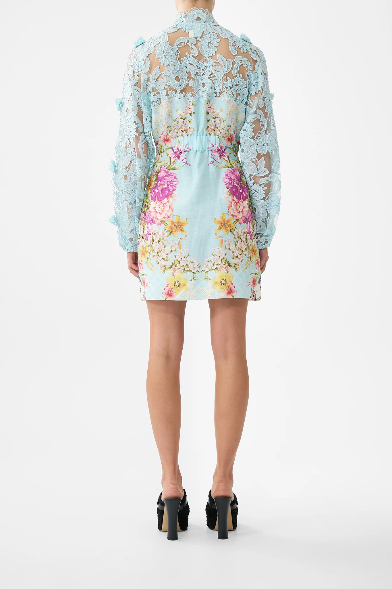 LACE SLEEVE MINI DRESS BAZAAR BLOOMS - Image 2