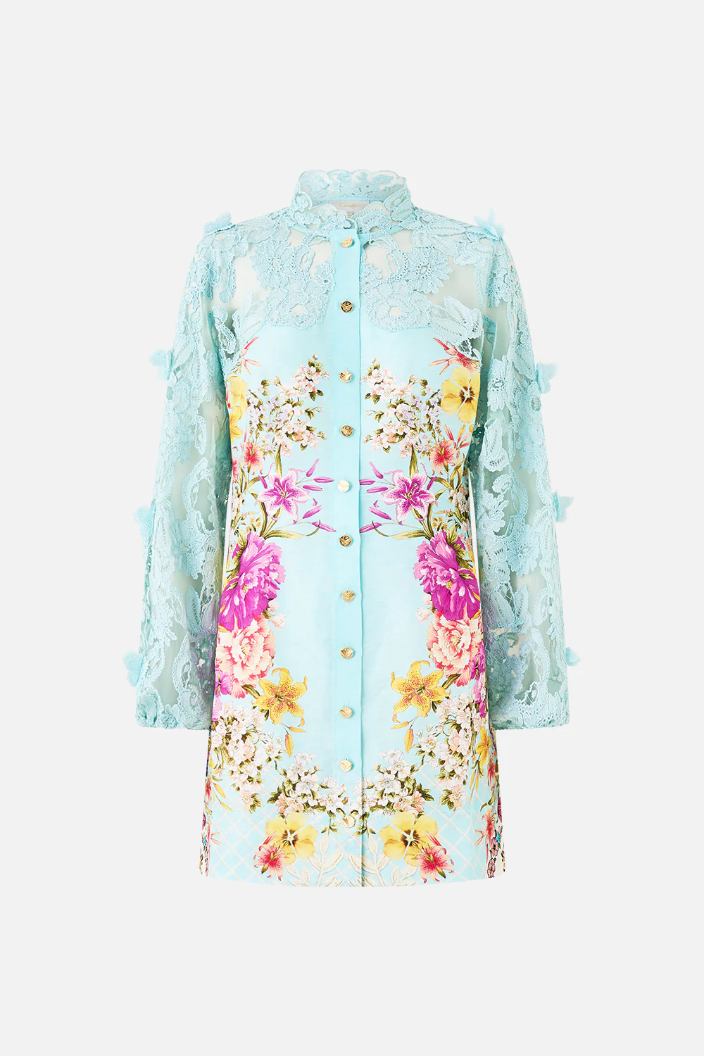 LACE SLEEVE MINI DRESS BAZAAR BLOOMS - Image 3
