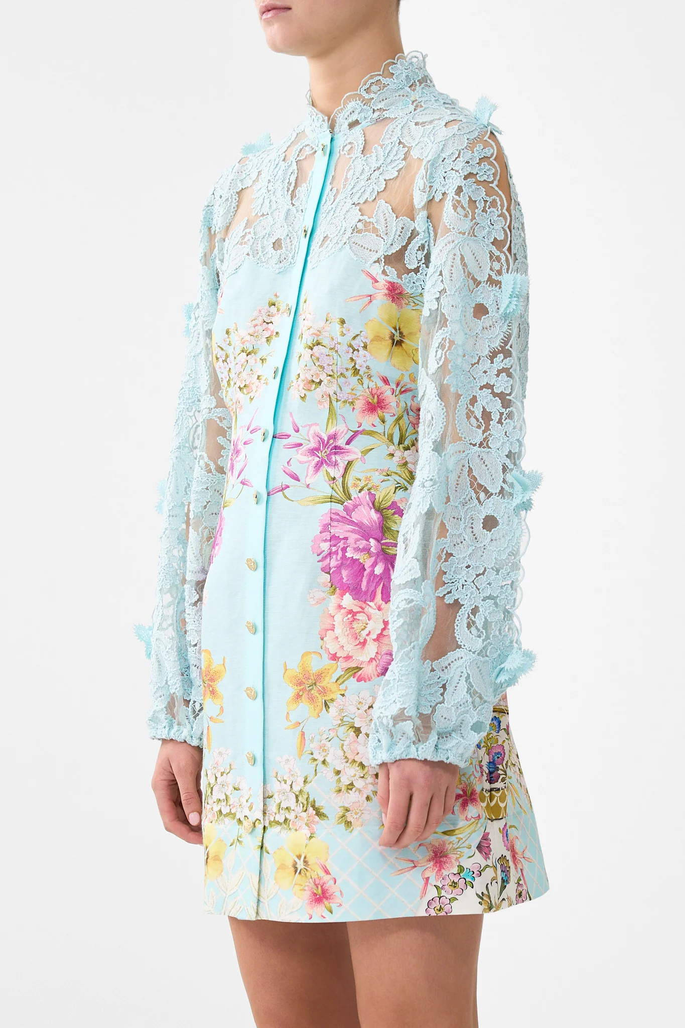 LACE SLEEVE MINI DRESS BAZAAR BLOOMS - Image 5