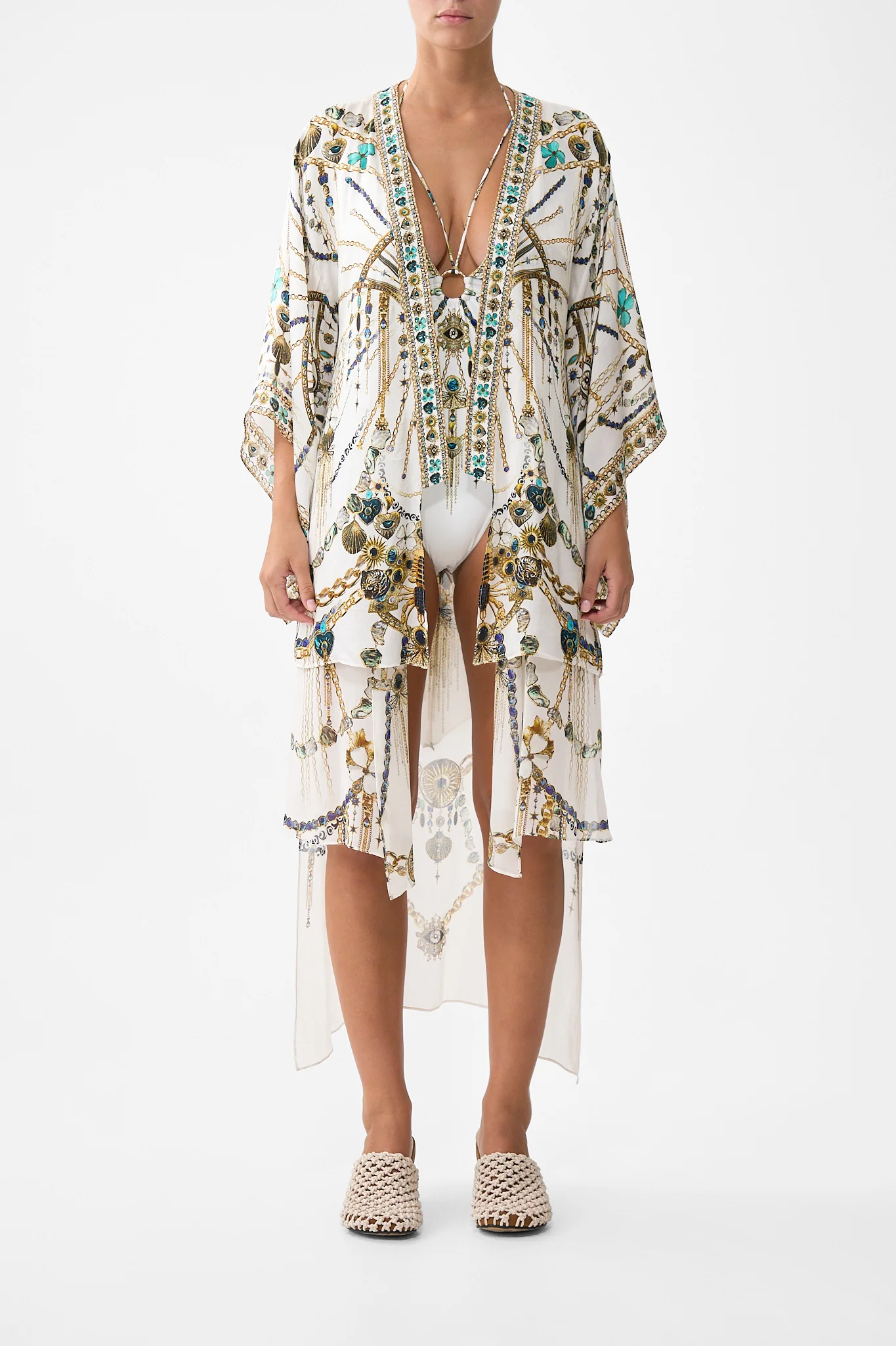 KIMONO WITH LONG UNDERLAYER CHAIN GANG