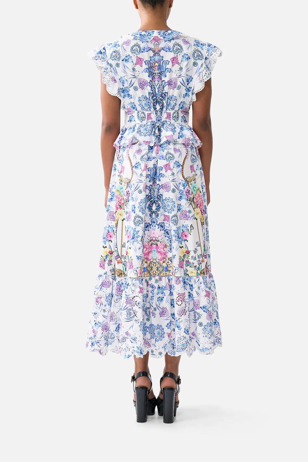 WAISTED MIDI DRESS WITH RUFFLE DETAILS ALL ABOUT THAT LACE - Image 2