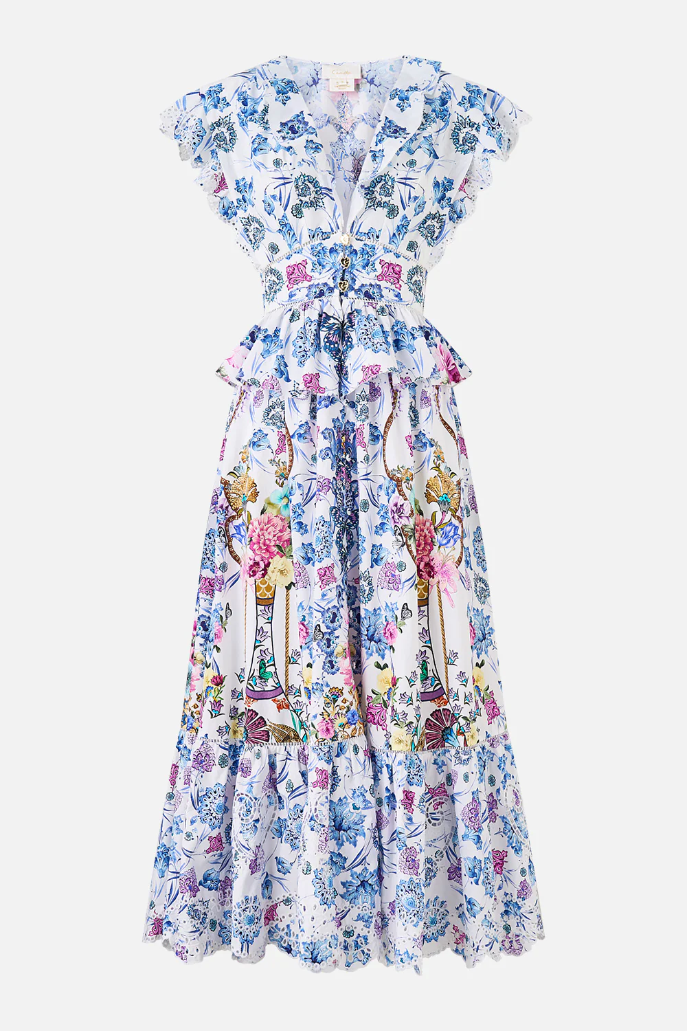 WAISTED MIDI DRESS WITH RUFFLE DETAILS ALL ABOUT THAT LACE - Image 3