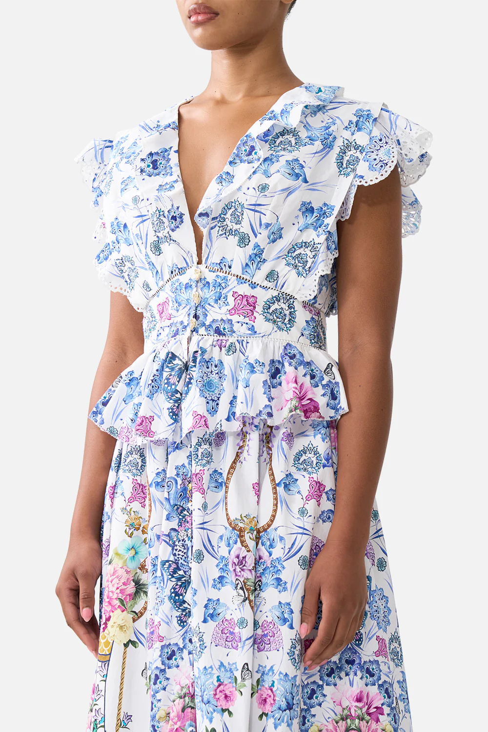 WAISTED MIDI DRESS WITH RUFFLE DETAILS ALL ABOUT THAT LACE - Image 5