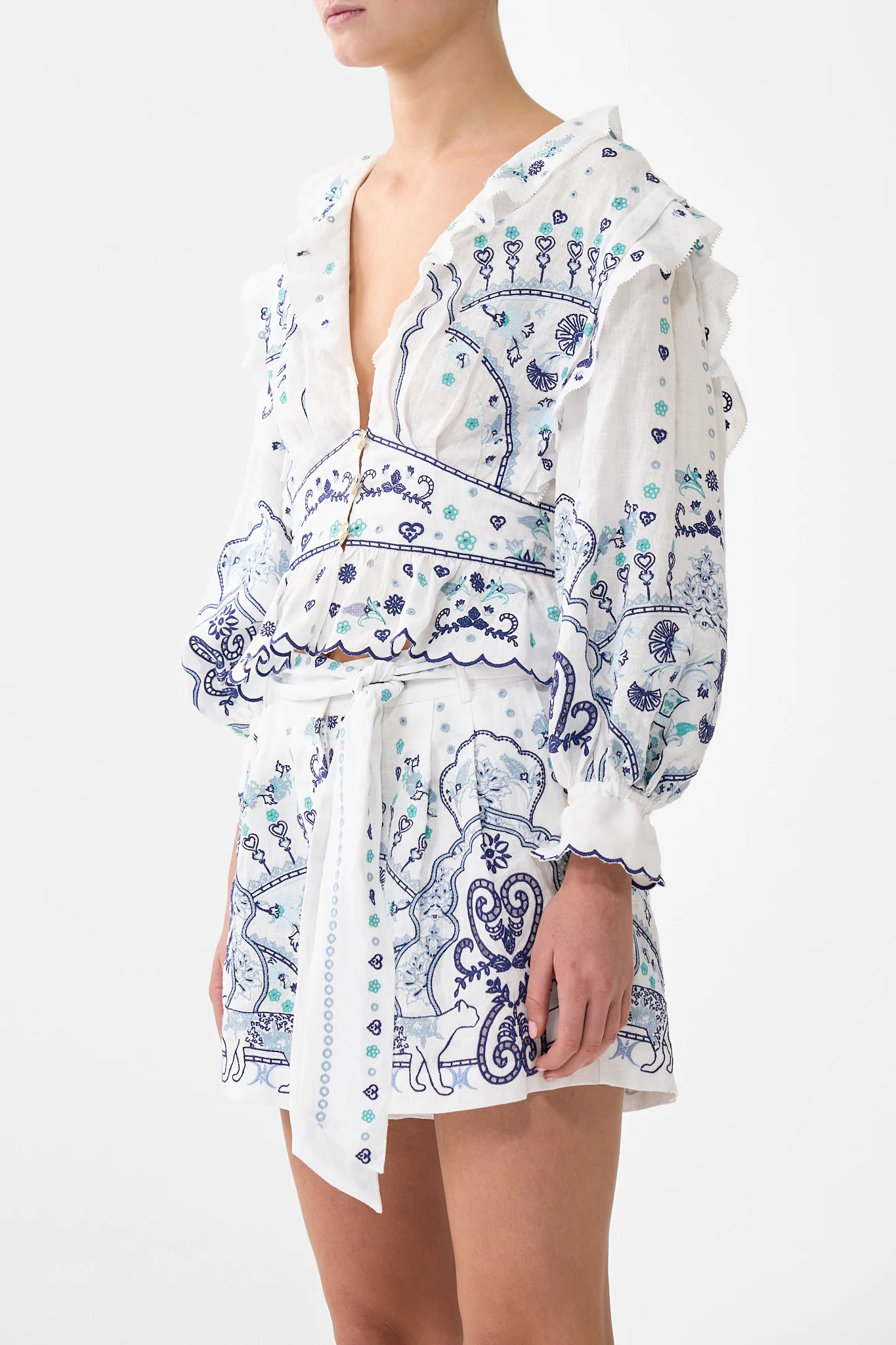 V-NECK BLOUSE WITH RUFFLE DETAILS ALL ABOUT THAT LACE - Image 5