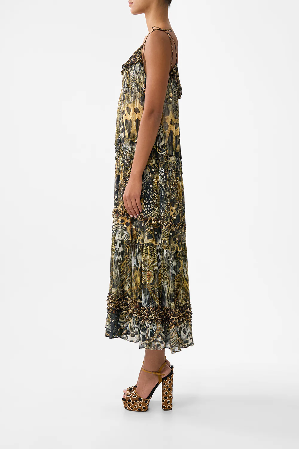 GATHERED TIERED DRESS WITH FRILL DETAIL FELINE FOLKLORE - Image 4