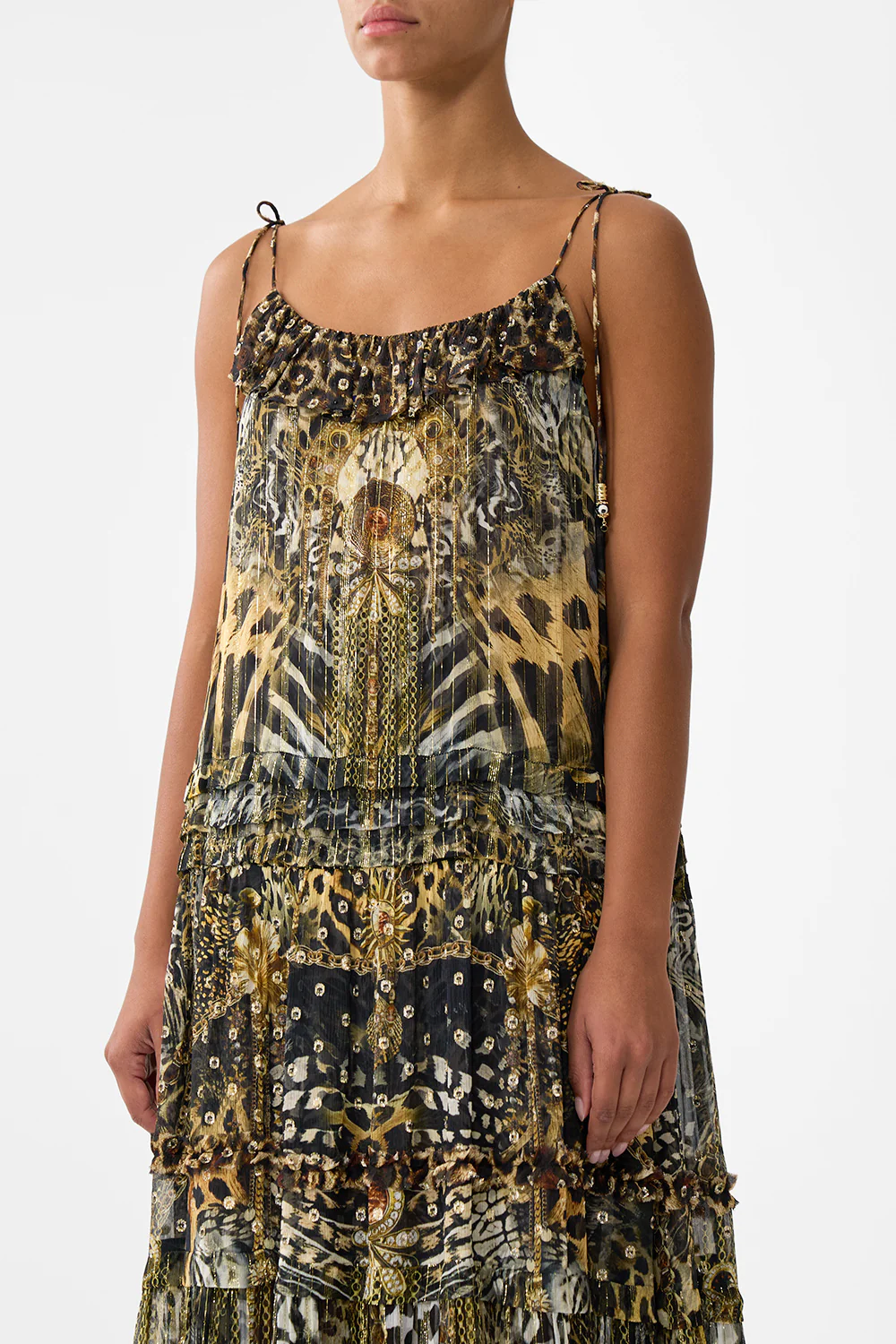 GATHERED TIERED DRESS WITH FRILL DETAIL FELINE FOLKLORE - Image 5