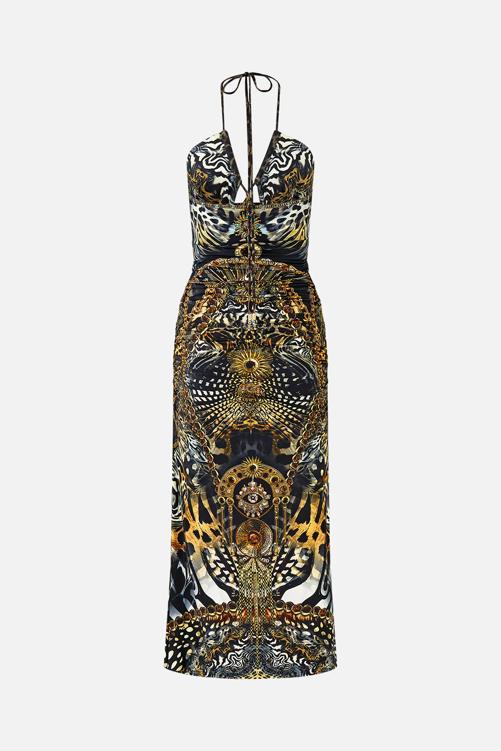 CUT OUT SLEEVELESS JERSEY HALTER NECK DRESS FELINE FOLKLORE - Image 6
