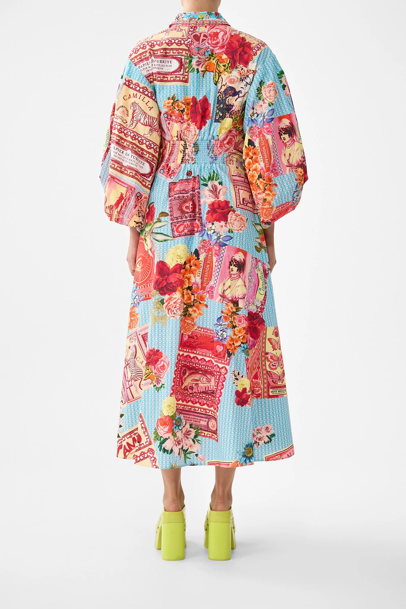 WAIST TIE SHIRT DRESS WITH BUBBLE SLEEVE PAPERS AND CURIOUS CAPERS - Image 2
