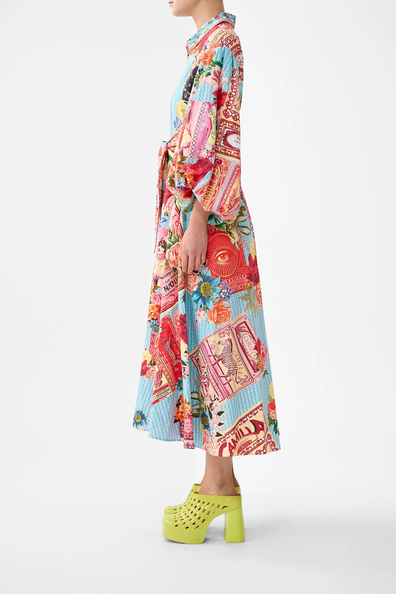 WAIST TIE SHIRT DRESS WITH BUBBLE SLEEVE PAPERS AND CURIOUS CAPERS - Image 4