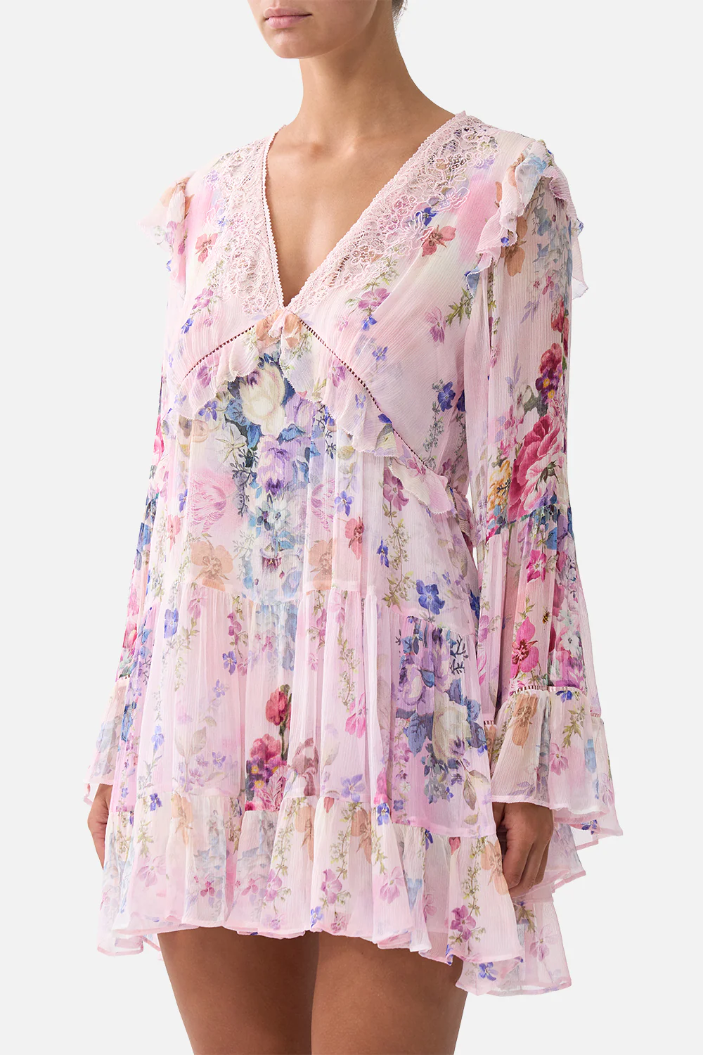 TIERED SWING MINI DRESS PALATIAL PASTELS - Image 5