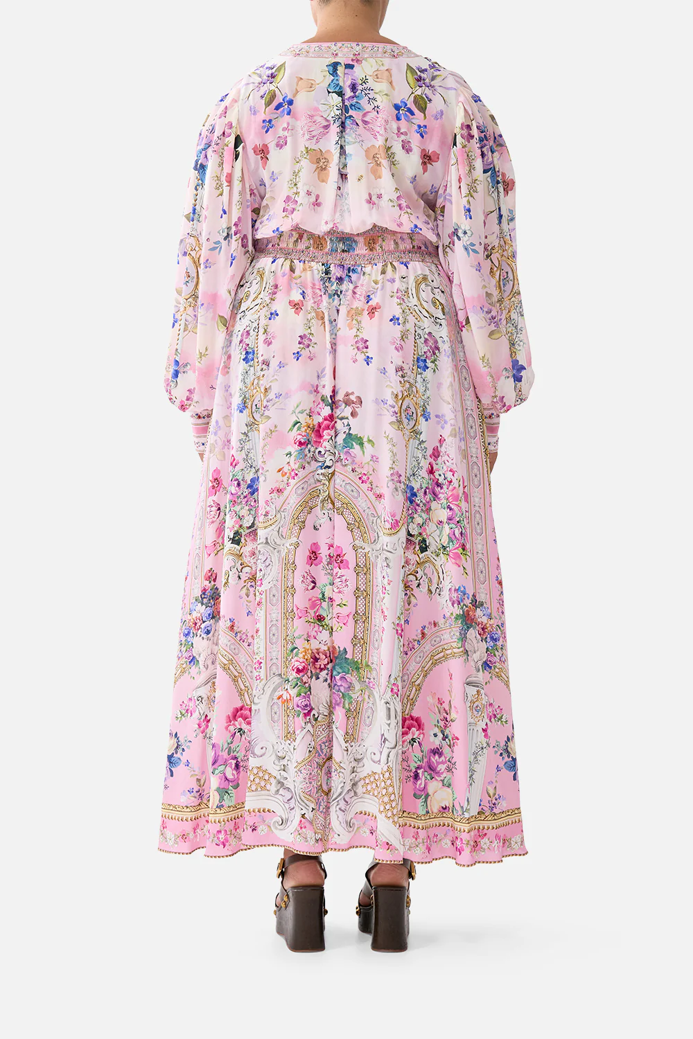 SHAPED WAISTBAND DRESS WITH GATHERED SLEEVES PALATIAL PASTELS - Image 10