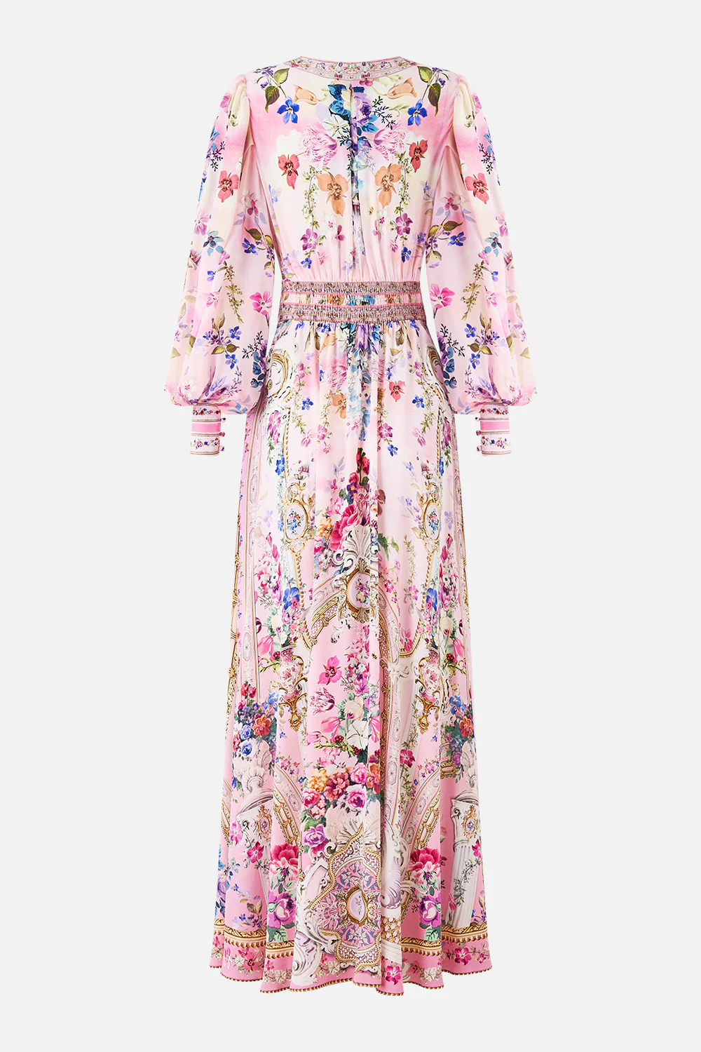 SHAPED WAISTBAND DRESS WITH GATHERED SLEEVES PALATIAL PASTELS - Image 7