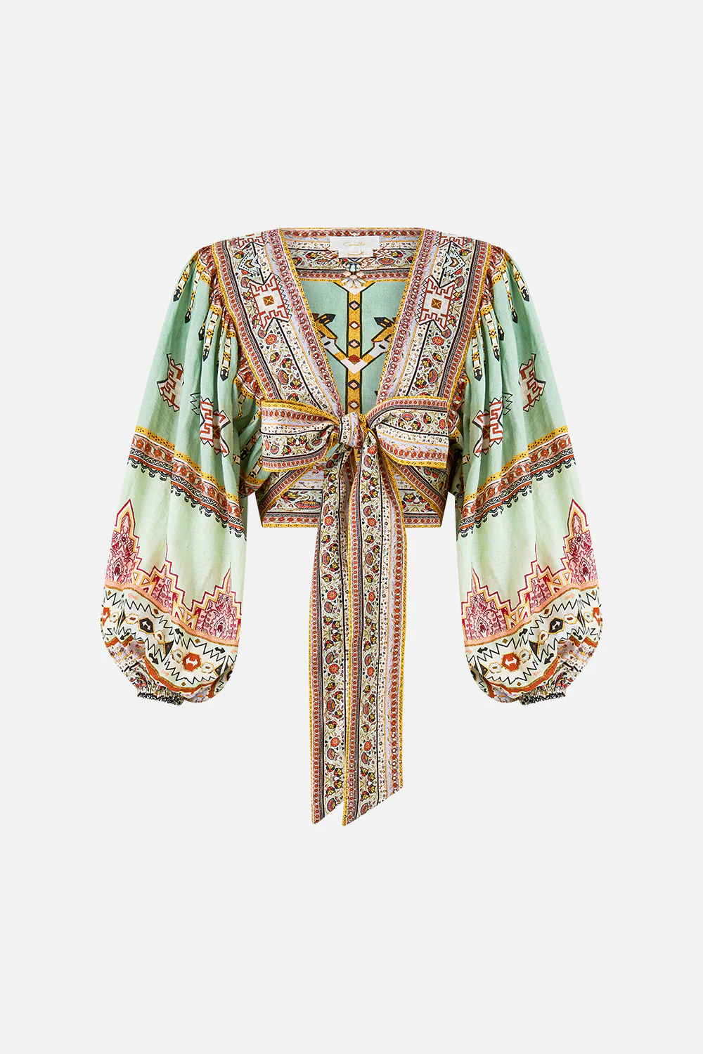 CROPPED BLOUSON SLEEVE TIE FRONT TOP LEGEND HAS IT - Image 3